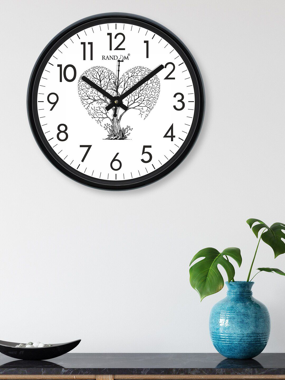 RANDOM White & Black Printed Contemporary Wall Clock Price in India