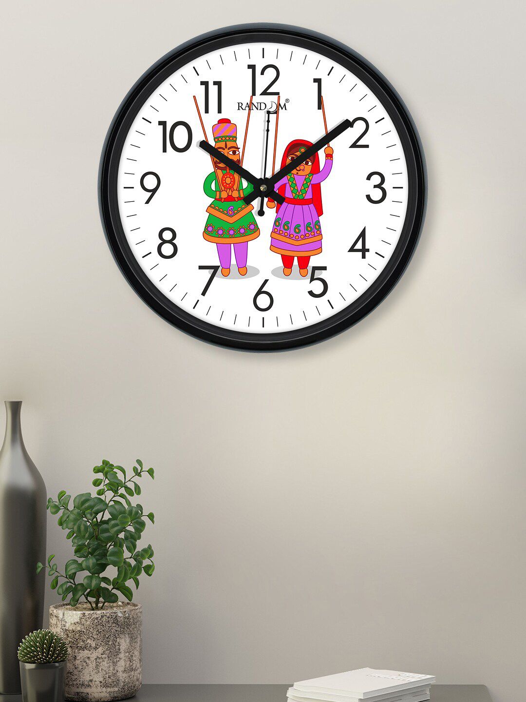 RANDOM Green & White Printed Contemporary Wall Clock Price in India