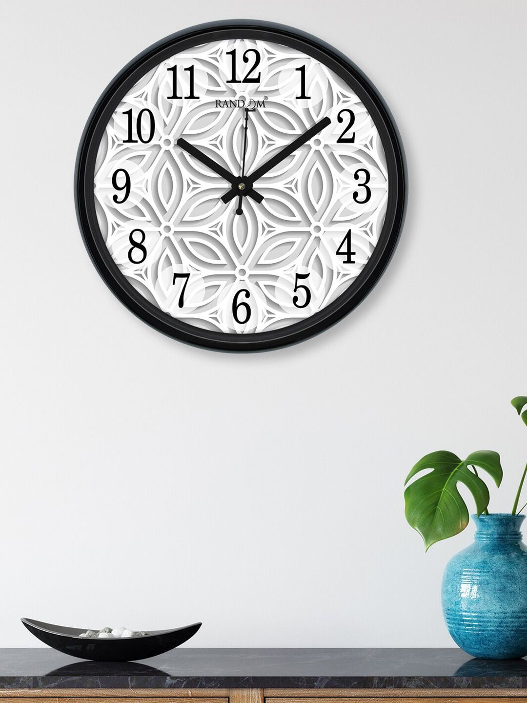 RANDOM Grey & White Printed Contemporary Wall Clock 30 cm Price in India