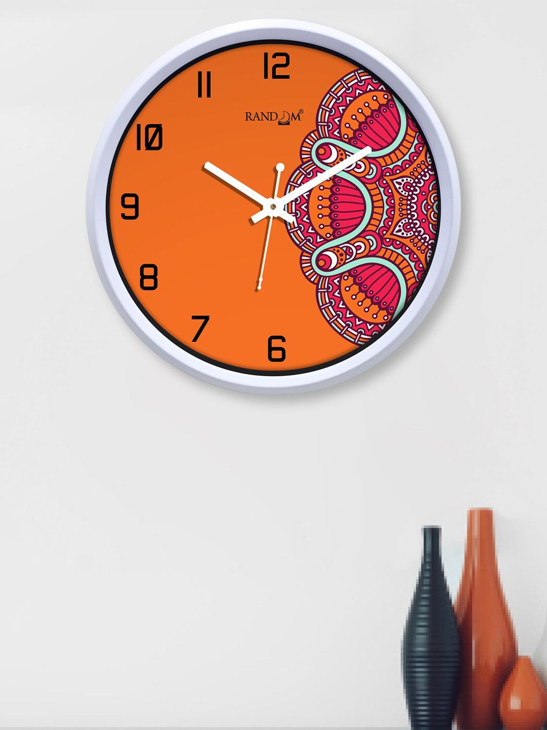 RANDOM Orange & Red Printed Contemporary Wall Clock 30 cm Price in India