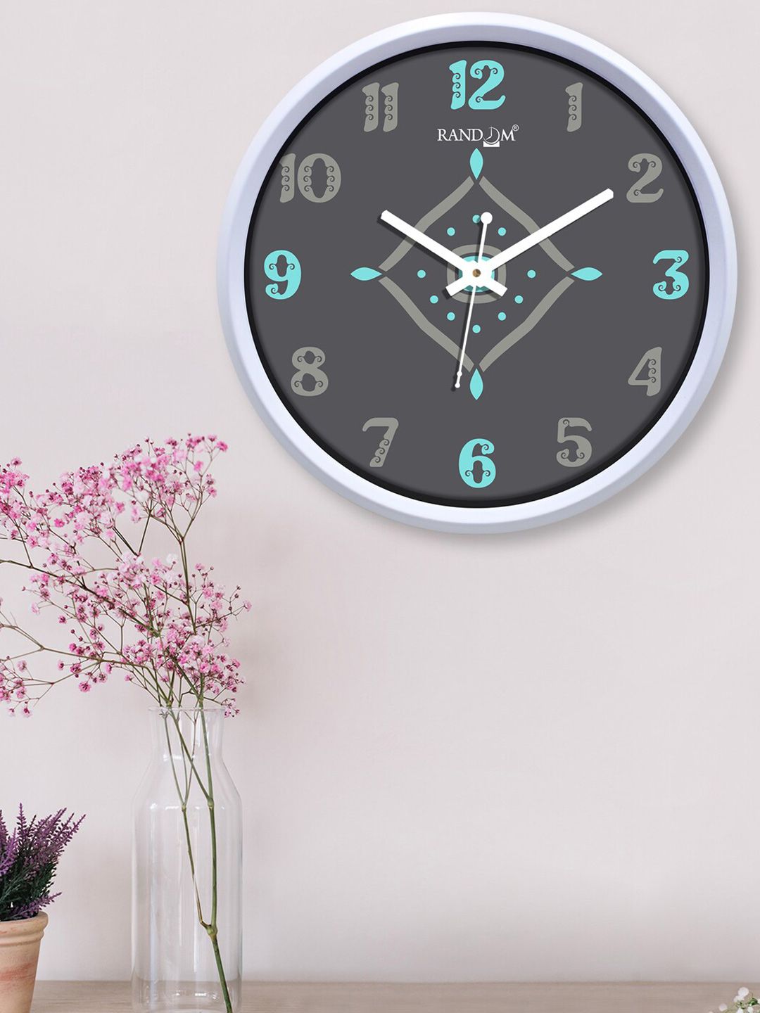 RANDOM Grey & Black Contemporary Wall Clock 30 cm Price in India