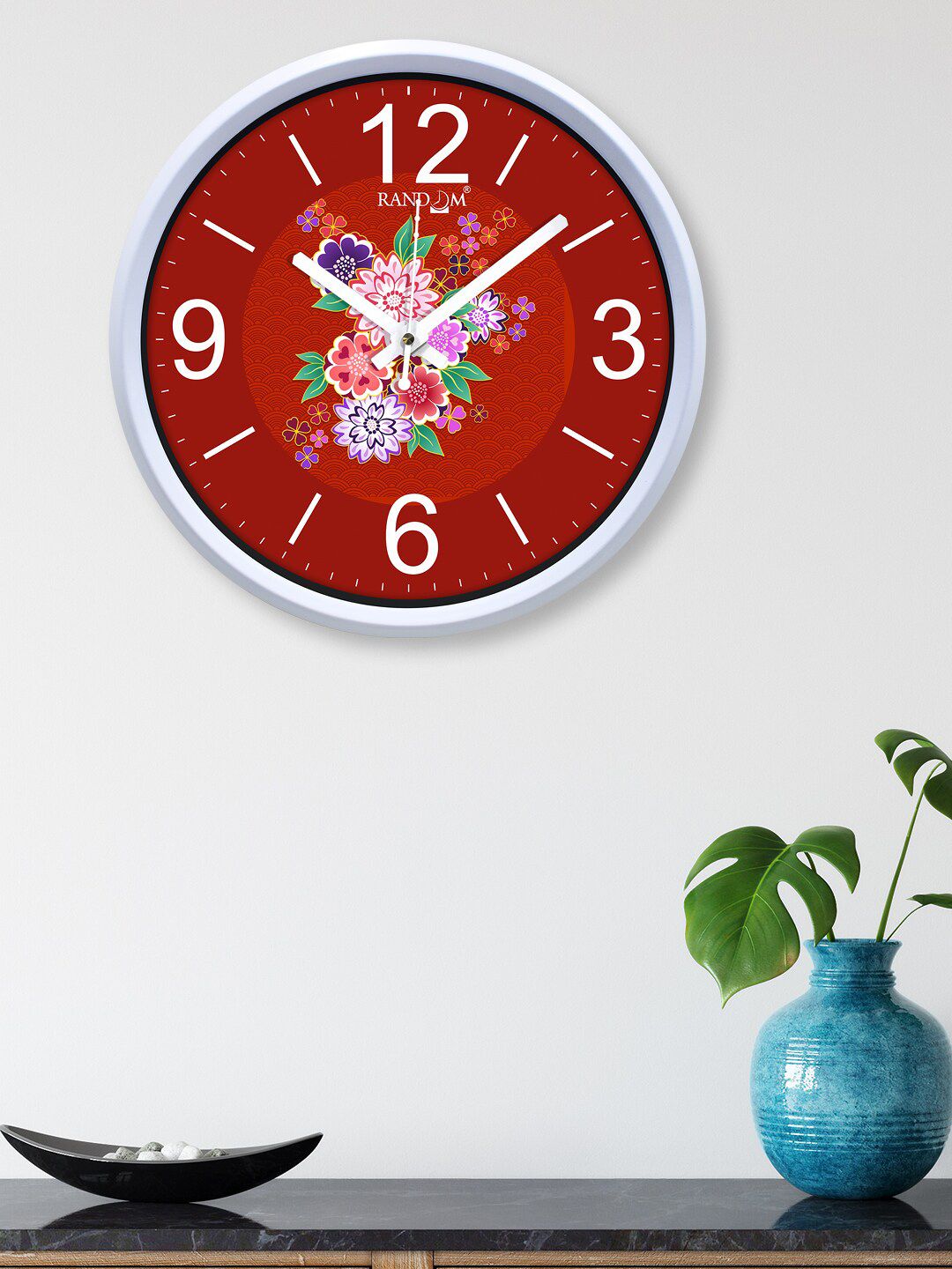 RANDOM Maroon & Green Printed Contemporary Wall Clock 30 cm Price in India