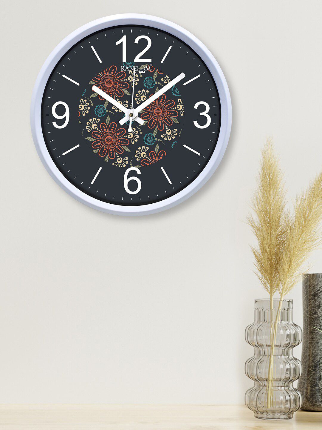 RANDOM Grey & Black Printed Contemporary Wall Clock 30 cm Price in India