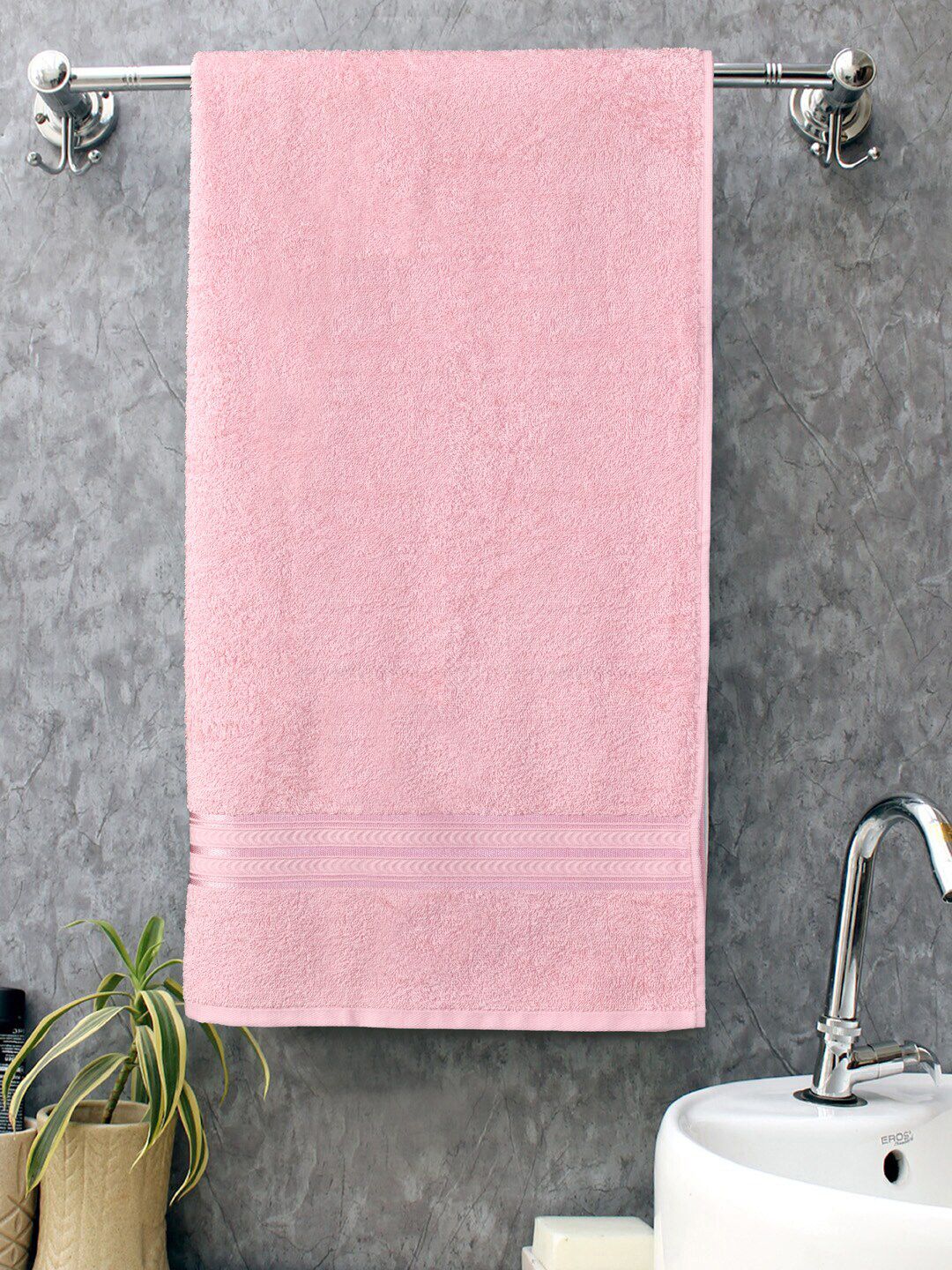 Home Fresh Pink Solid Pure Cotton 400 GSM Home Essential Bath Towel Price in India