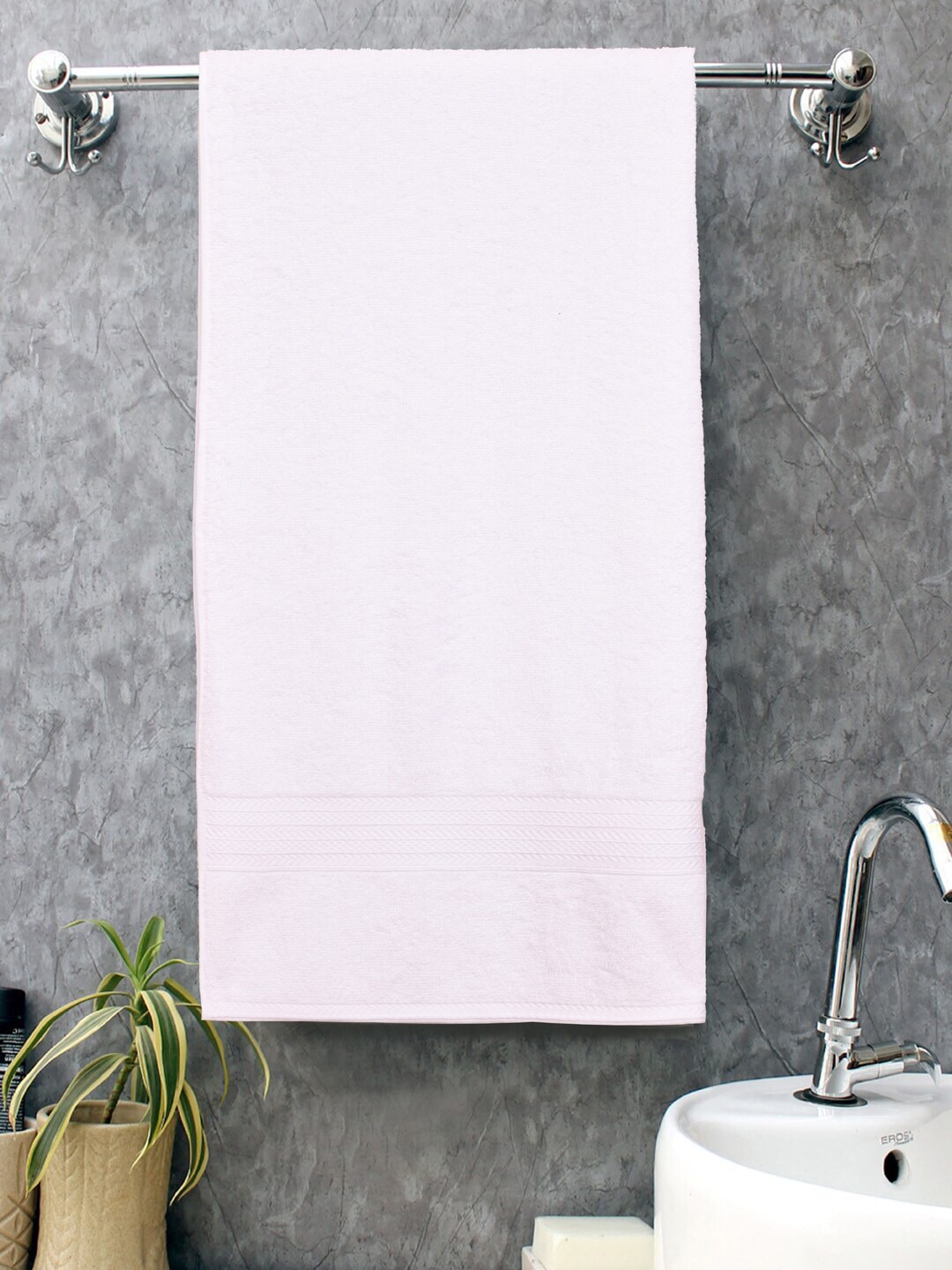 Home Fresh Unisex White Solid Pure Cotton 500 GSM Bath Towel Price in India