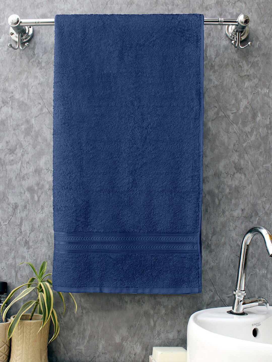Home Fresh Blue Solid Pure Cotton 400 GSM Bath Towel Price in India