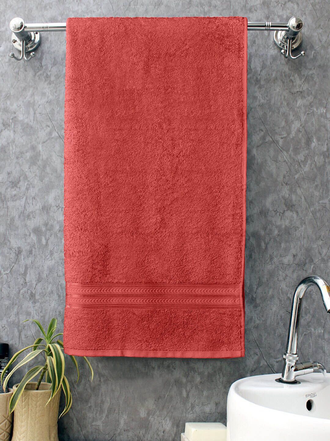 Home Fresh Coral Solid Pure Cotton 400 GSM Bath Towel Price in India