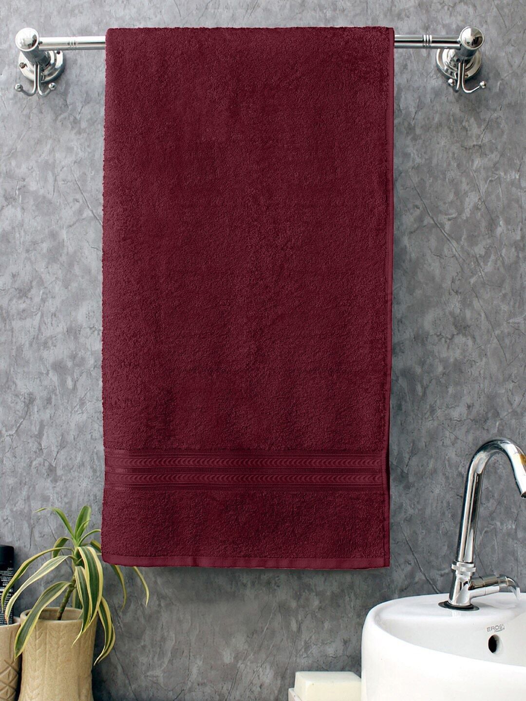 Home Fresh Marron Solid Pure Cotton 400 GSM Bath Towel Price in India