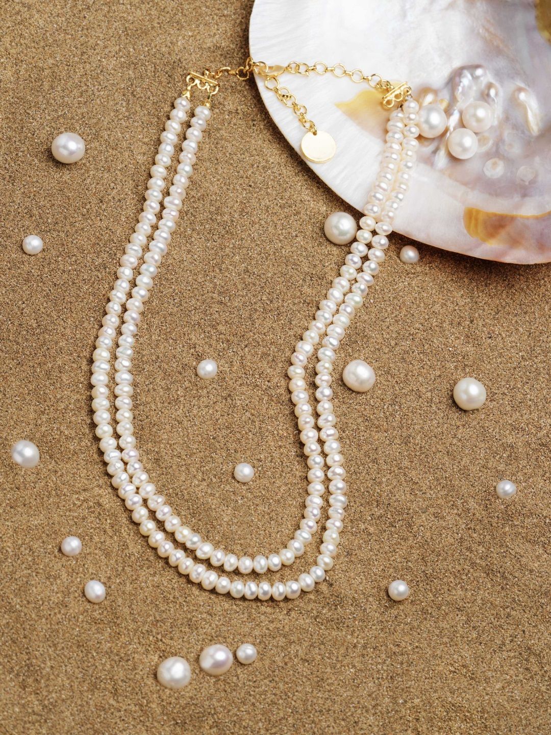 Zaveri Pearls Off White Freshwater Button Pearls AAA+ Quality 2 Layers Necklace Price in India