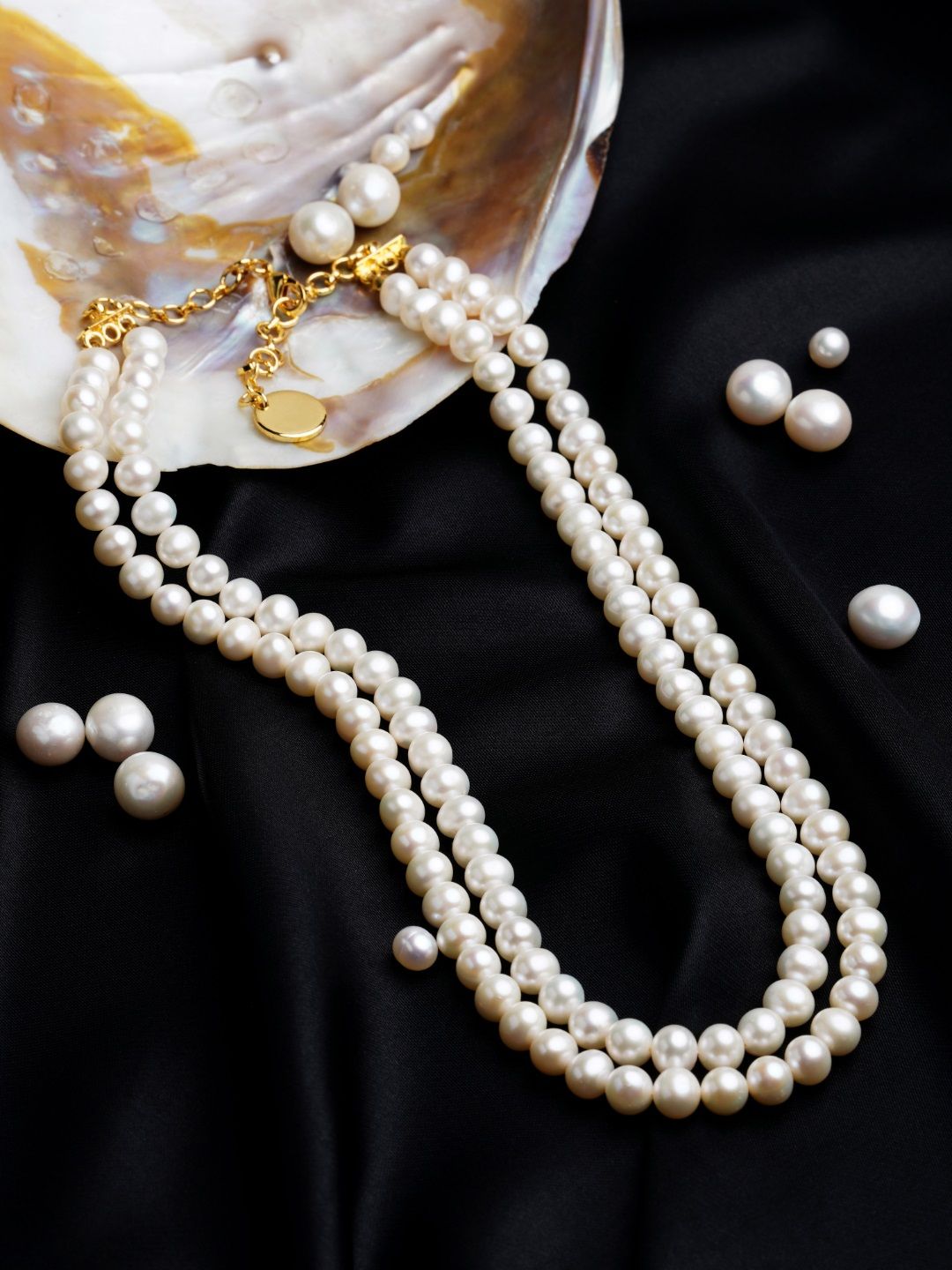 Zaveri Pearls Off White Freshwater Round Pearls AAA+ Quality 2 Layers Necklace Price in India