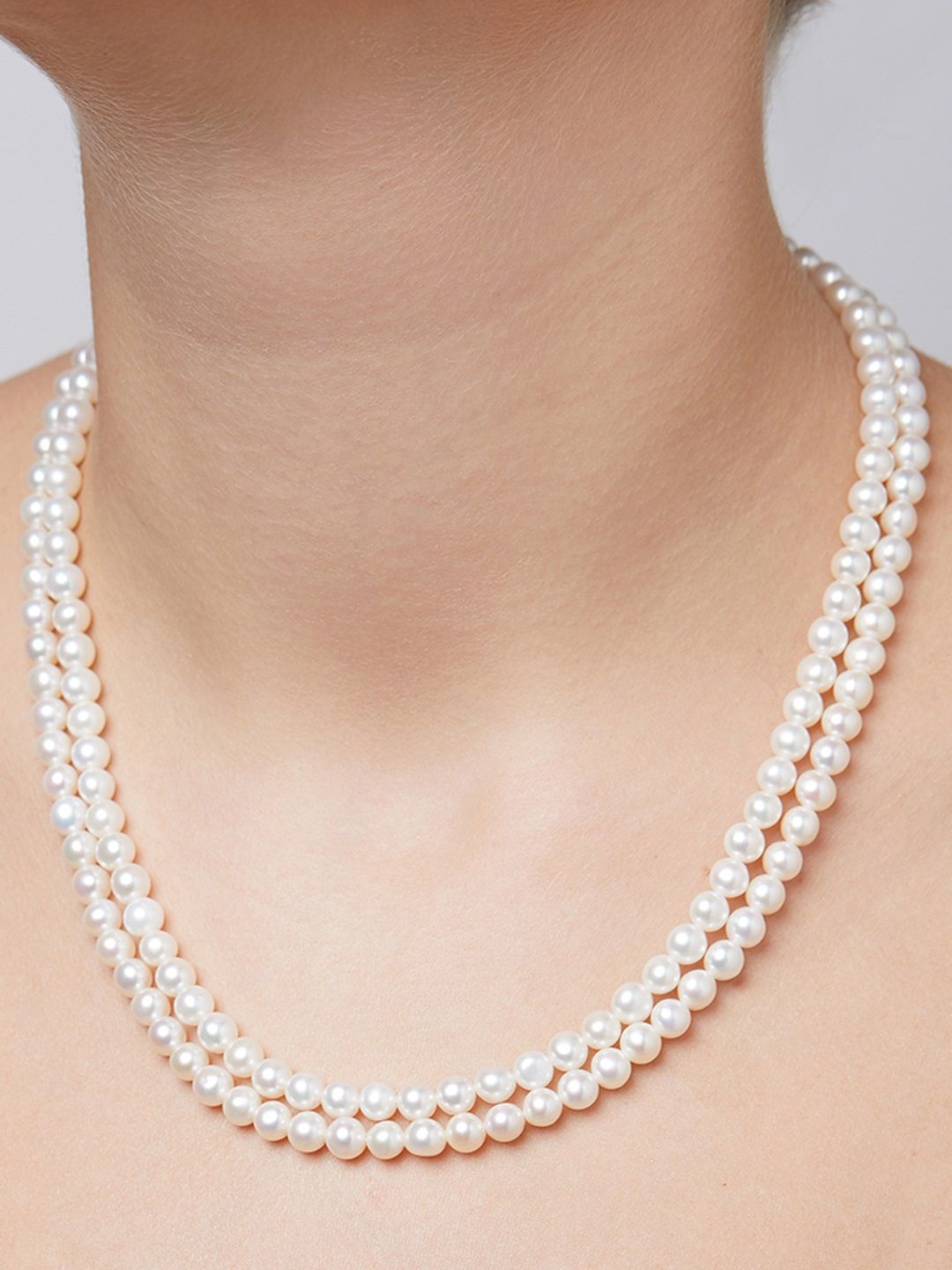 Zaveri Pearls Off White Freshwater Round Pearls AAA+ Quality 2 Layers Necklace Price in India