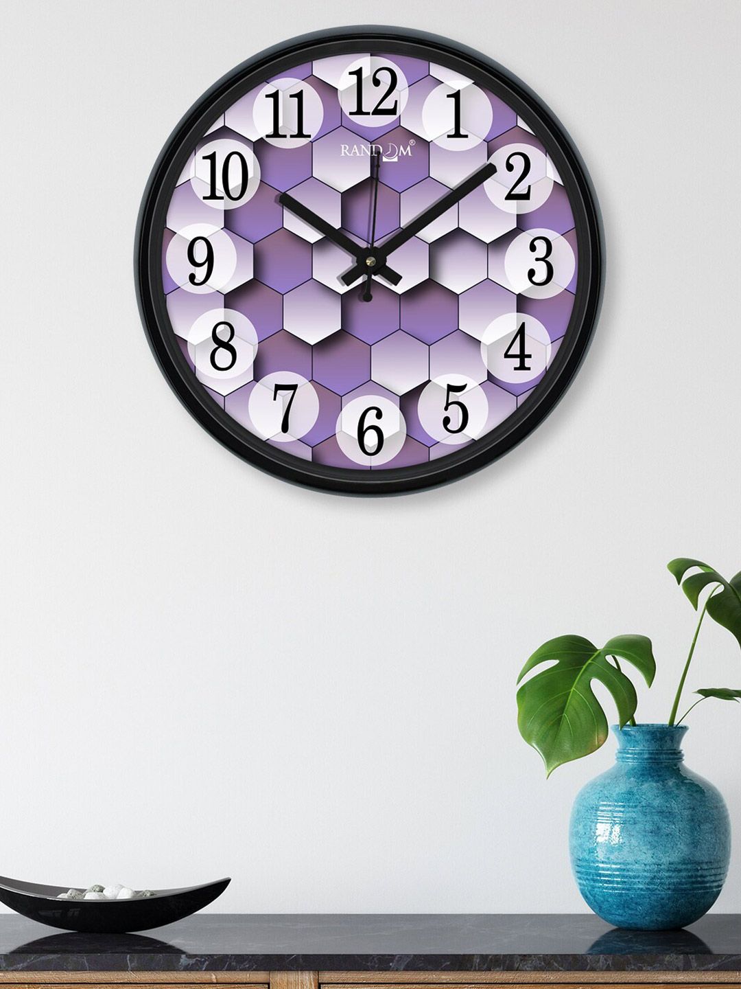 RANDOM Purple & White Printed Contemporary Wall Clock 30 cm Price in India