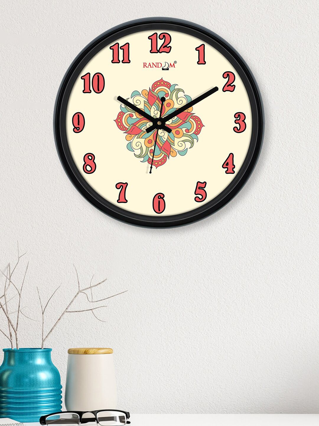 RANDOM Cream-Coloured & Green Printed Contemporary Wall Clock 30 cm Price in India