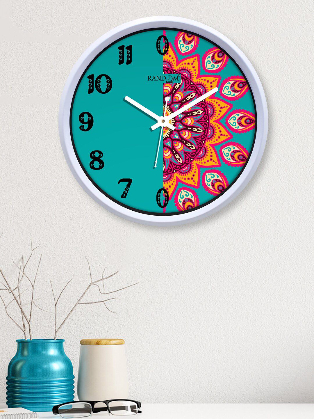 RANDOM Green & Orange Printed Contemporary Wall Clock 30 cm Price in India