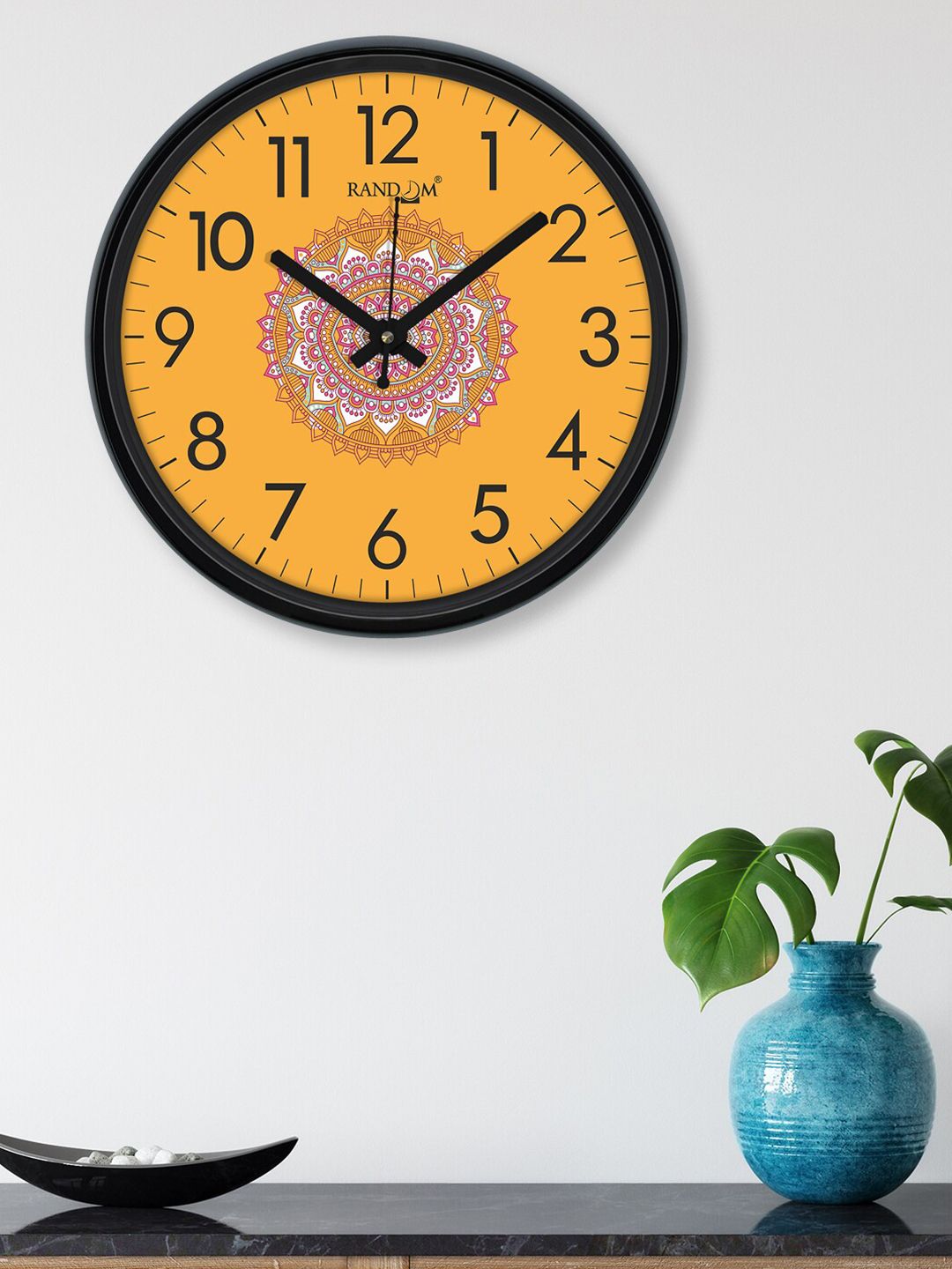 RANDOM Mustard Printed Contemporary Wall Clock 30 cm Price in India