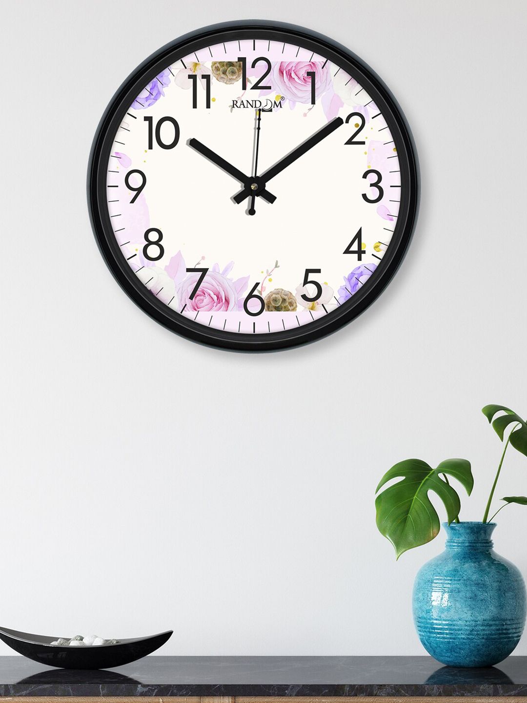 RANDOM White & Pink Printed Contemporary 30.4 cm Analogue Wall Clock Price in India