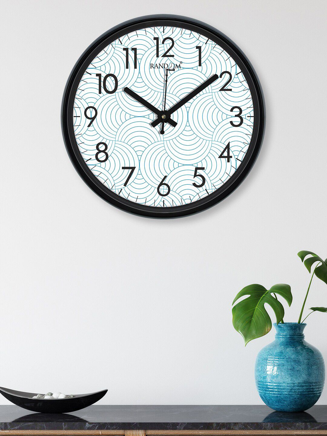 RANDOM White & Black Printed Contemporary 30.4 cm Analogue Wall Clock Price in India