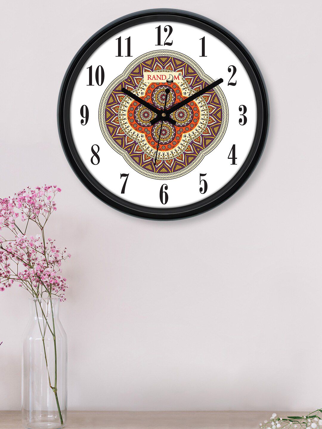 RANDOM White & Red Printed Contemporary 30.4 cm Analogue Wall Clock Price in India