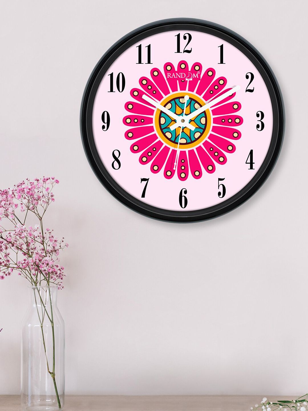 RANDOM Pink Printed Contemporary 30.4 cm Analogue Wall Clock Price in India