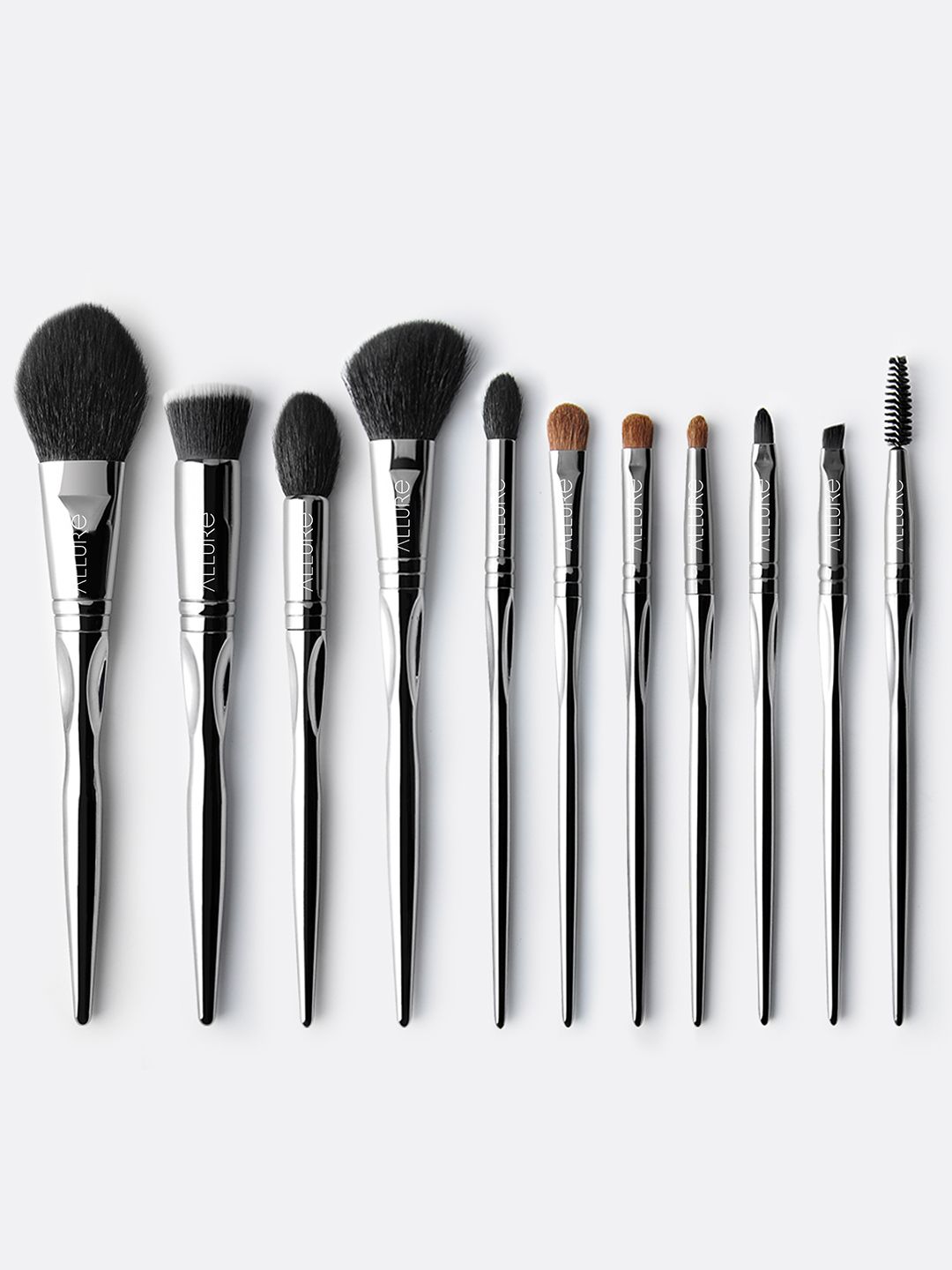 ALLURE Silver Set of 11 Makeup Brush Price in India