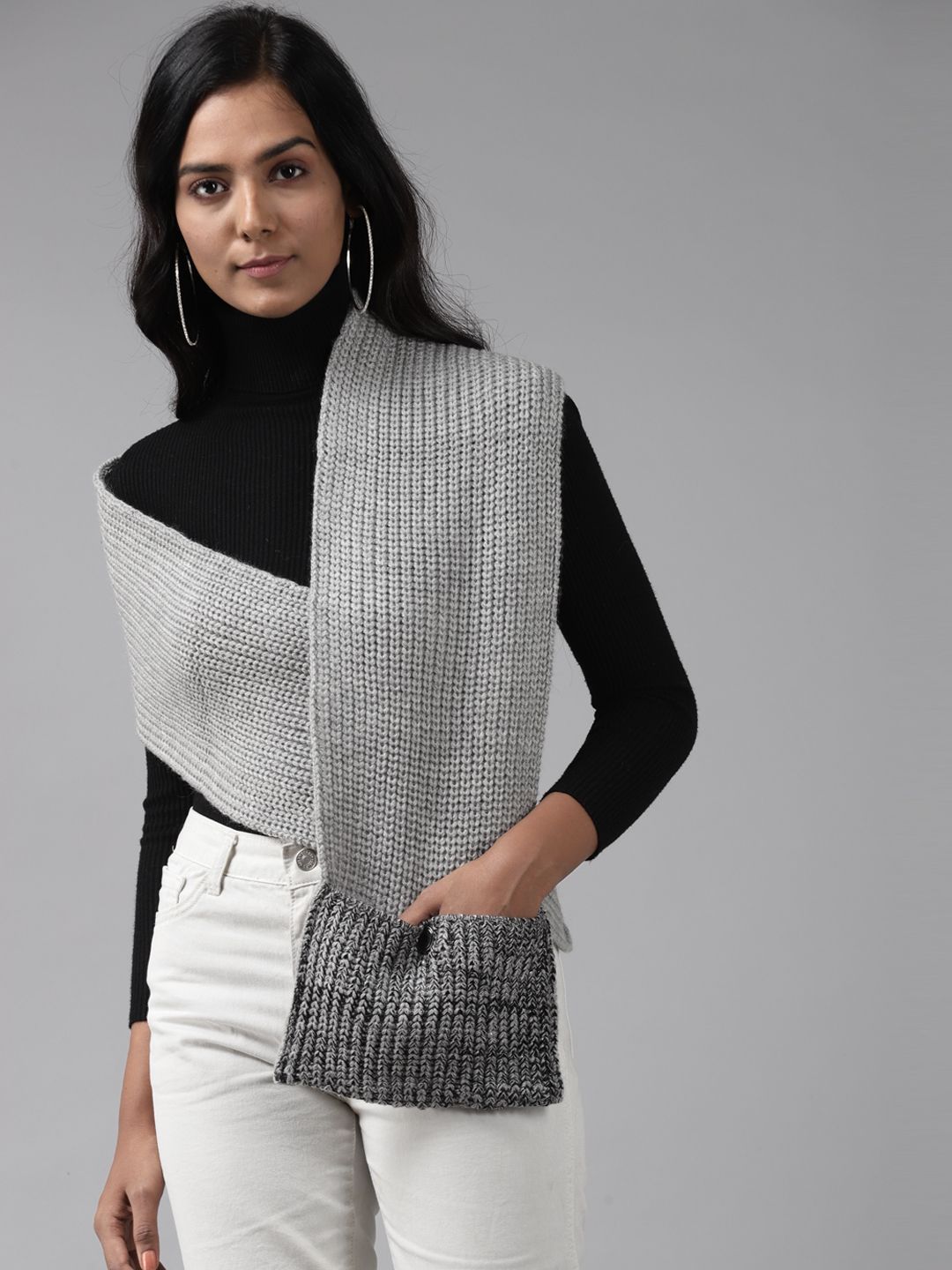 Cayman Women Grey Solid Woollen Stole Price in India