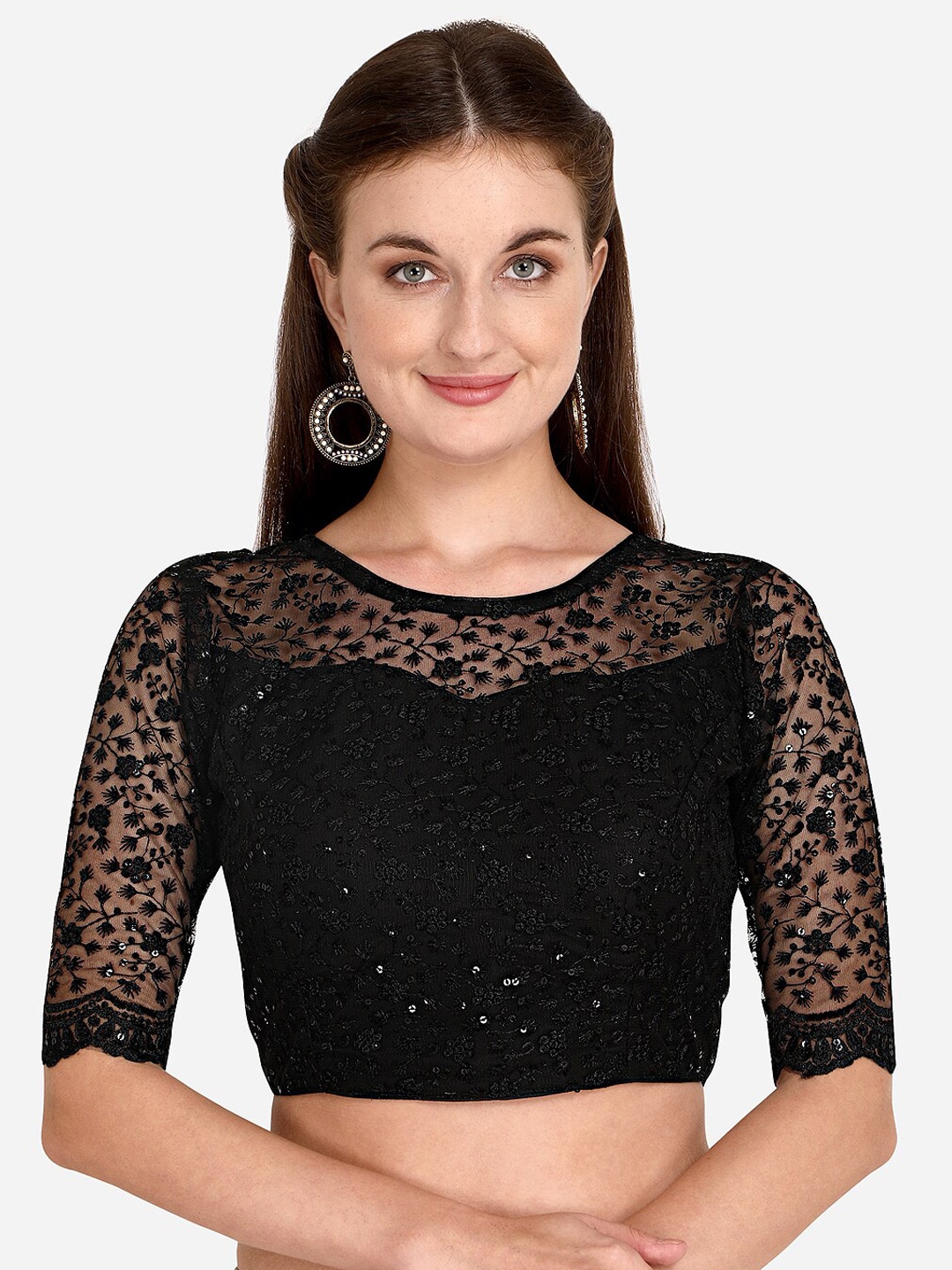 Amrutam Fab Black Embroidered Blouse Price in India