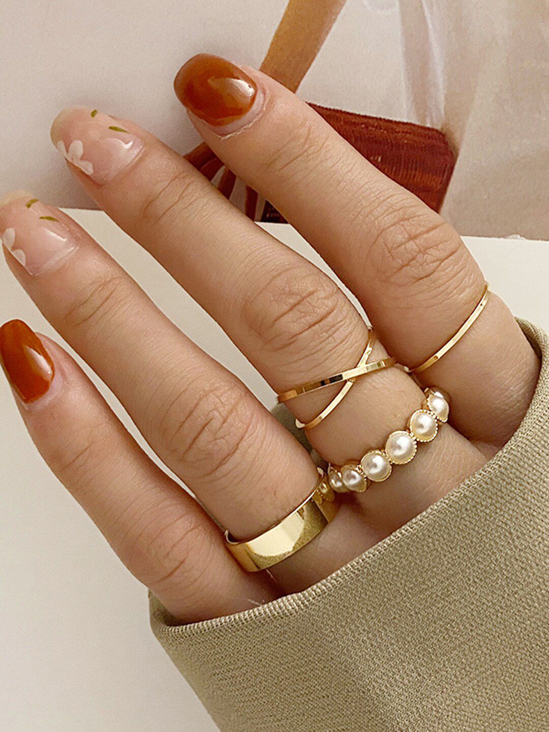 Shining Diva Fashion Set Of 4 Gold-Plated Finger Rings Price in India