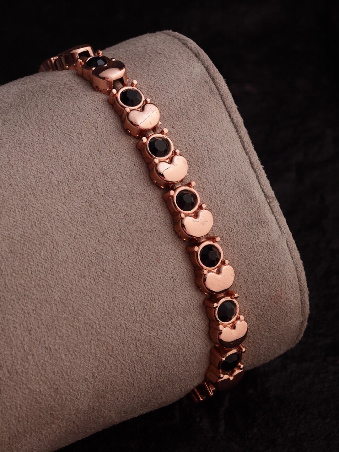 VOGUE PANASH Women Rose Gold & Black Handcrafted Stone-Studded Bracelet Price in India
