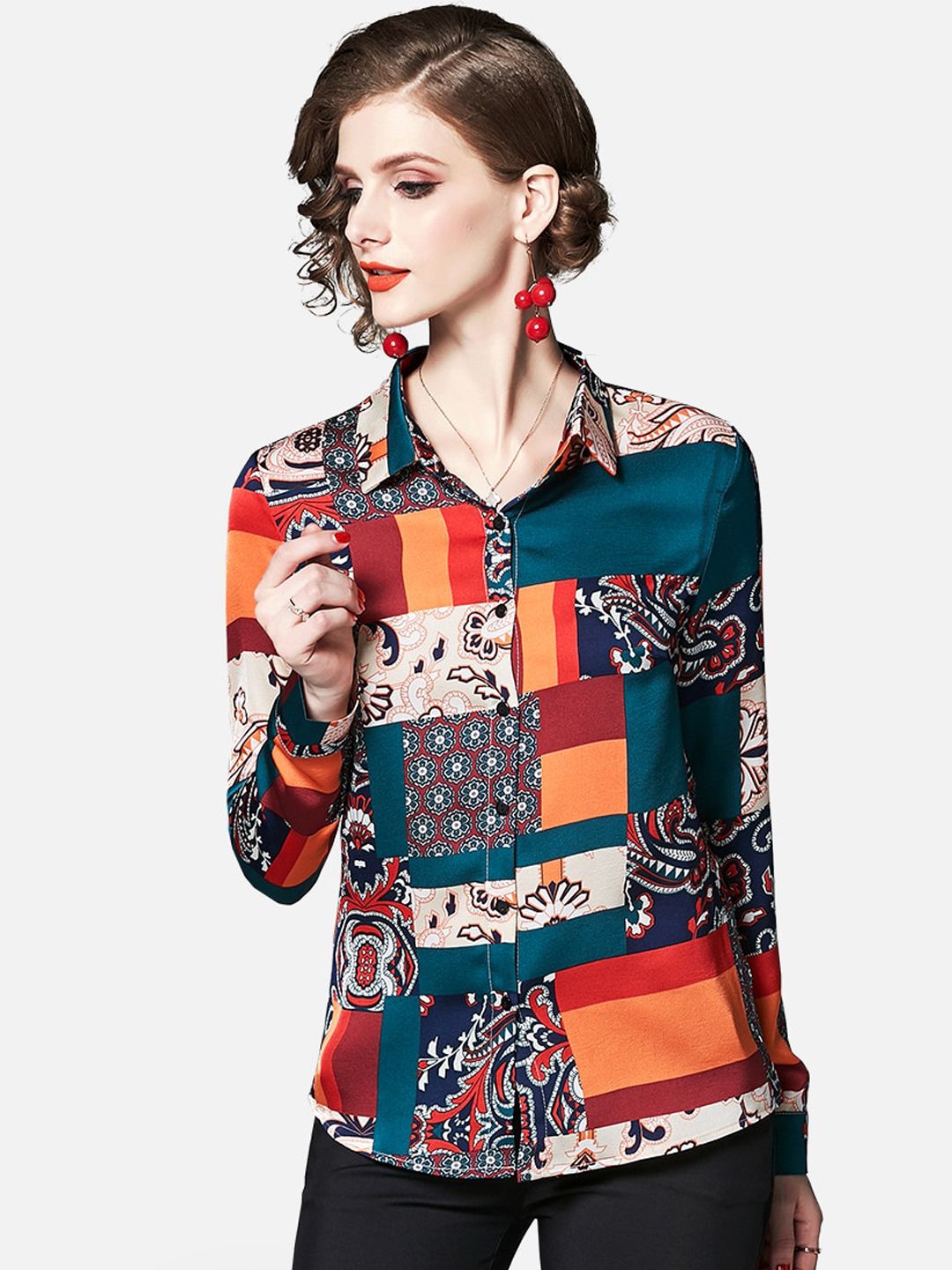 JC Collection Women Multicoloured Opaque Printed Casual Shirt