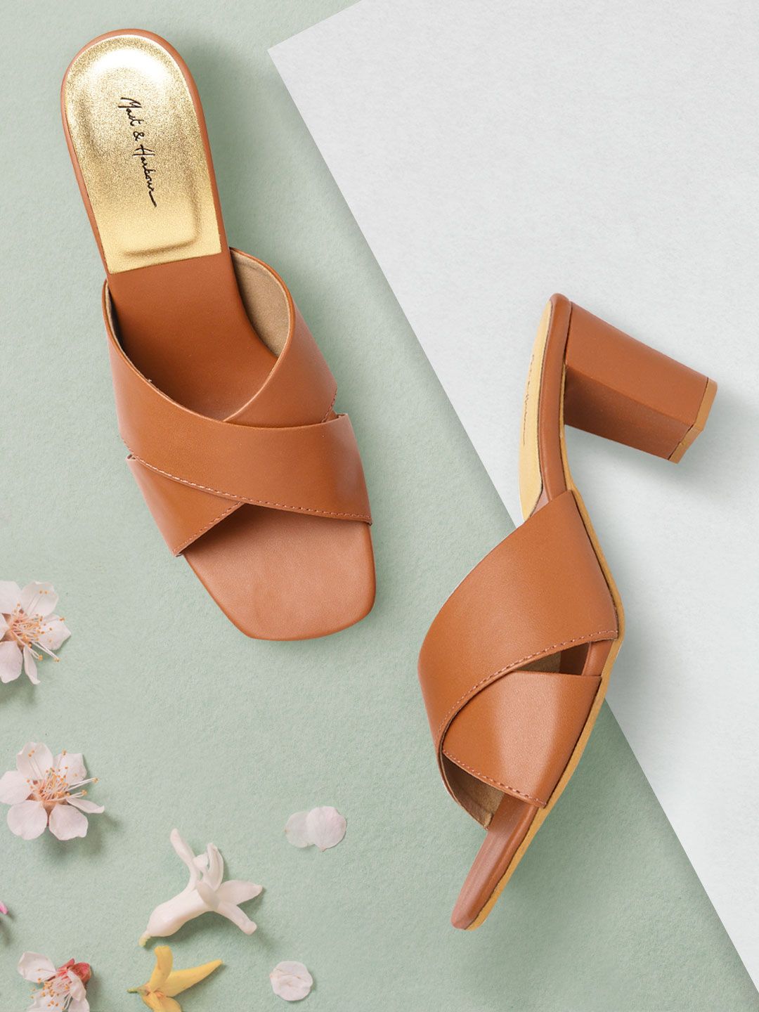 Mast & Harbour Women Tan Brown Solid Block Heels Price in India