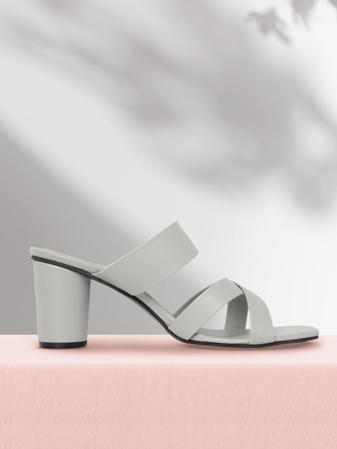 Mast & Harbour Women Grey Solid Strappy Block Heels Price in India