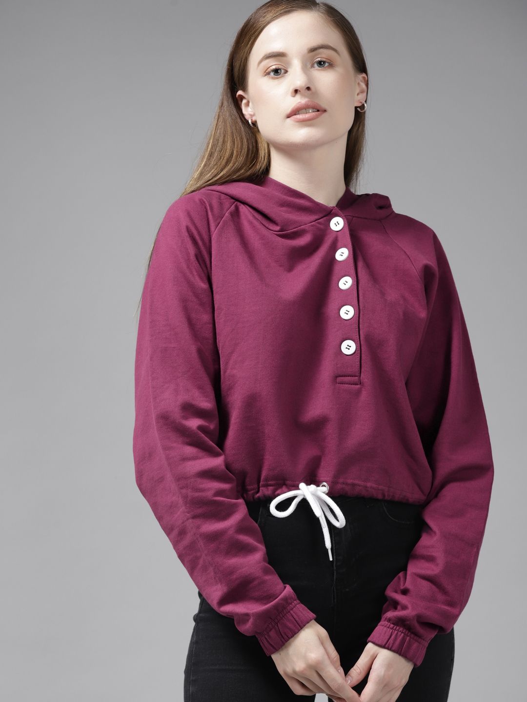 The Dry State Women Purple Hooded Sweatshirt Price in India