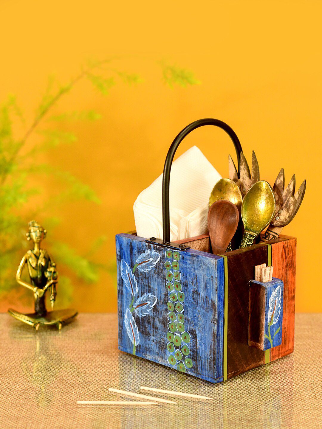 AAKRITI ART CREATIONS Handcrafted Wooden Cutlery Holder Price in India