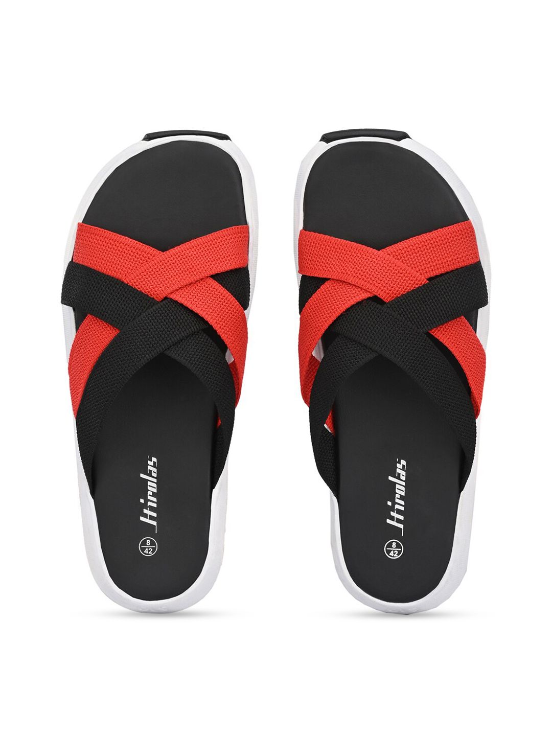HIROLAS Men Black & Red Slip-On Flip Flops