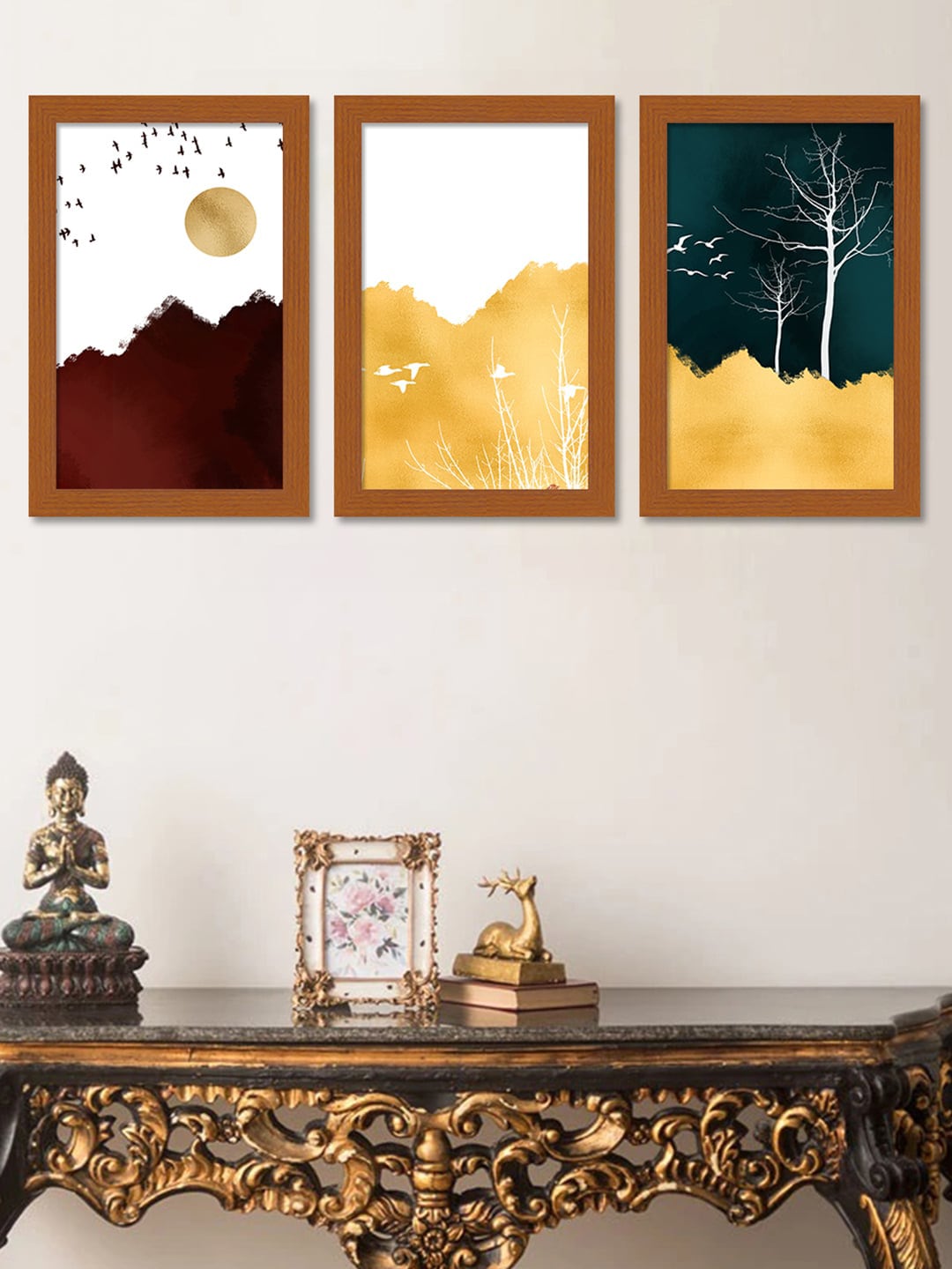 Art Street Brown Set Of 3 Wall Painting Price in India