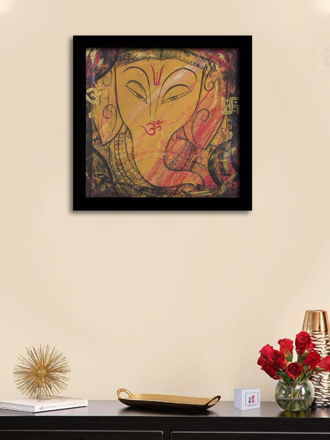 Art Street Black & Mustard-Yellow Framed Wall Art Price in India