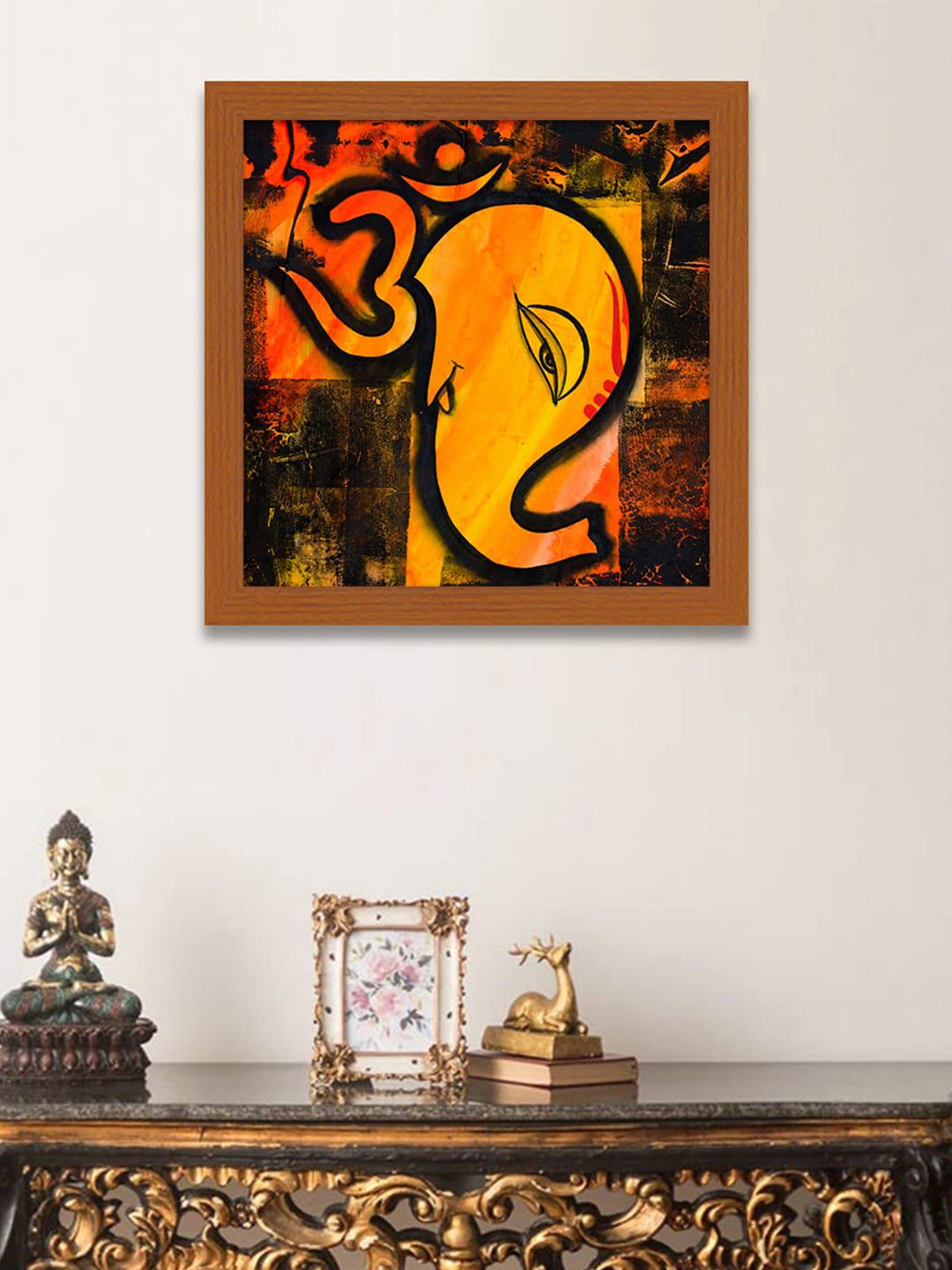 Art Street Brown & Yellow Printed Framed Wall Art Price in India