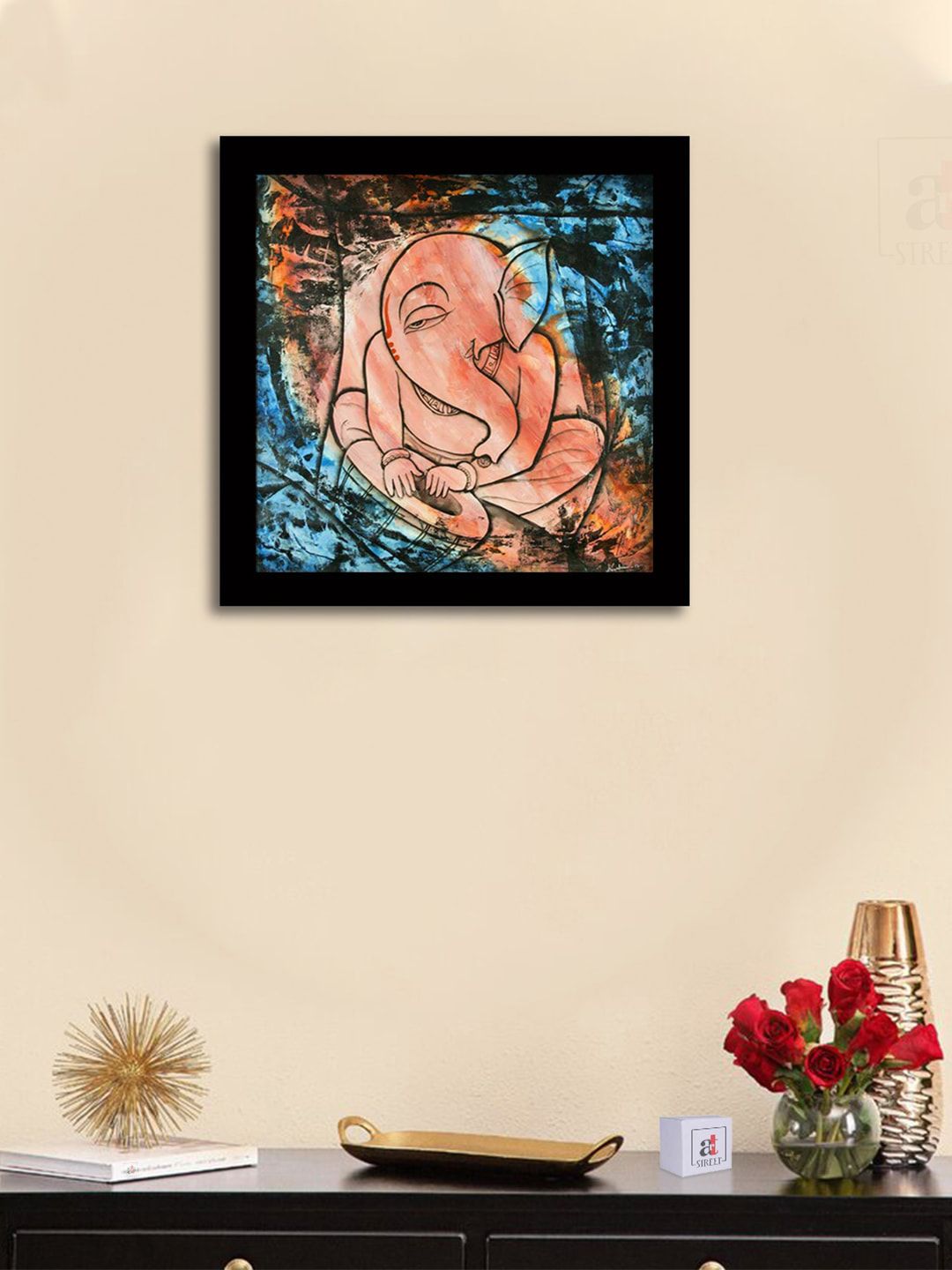 Art Street Black & Brown Religious Theme Printed Framed Wall Art Price in India