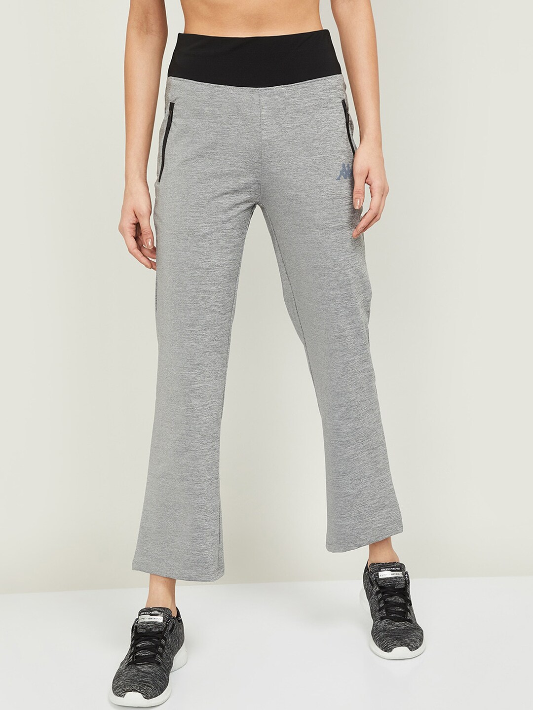 Kappa Women Grey Solid Relaxed Fit Track Pants Price in India