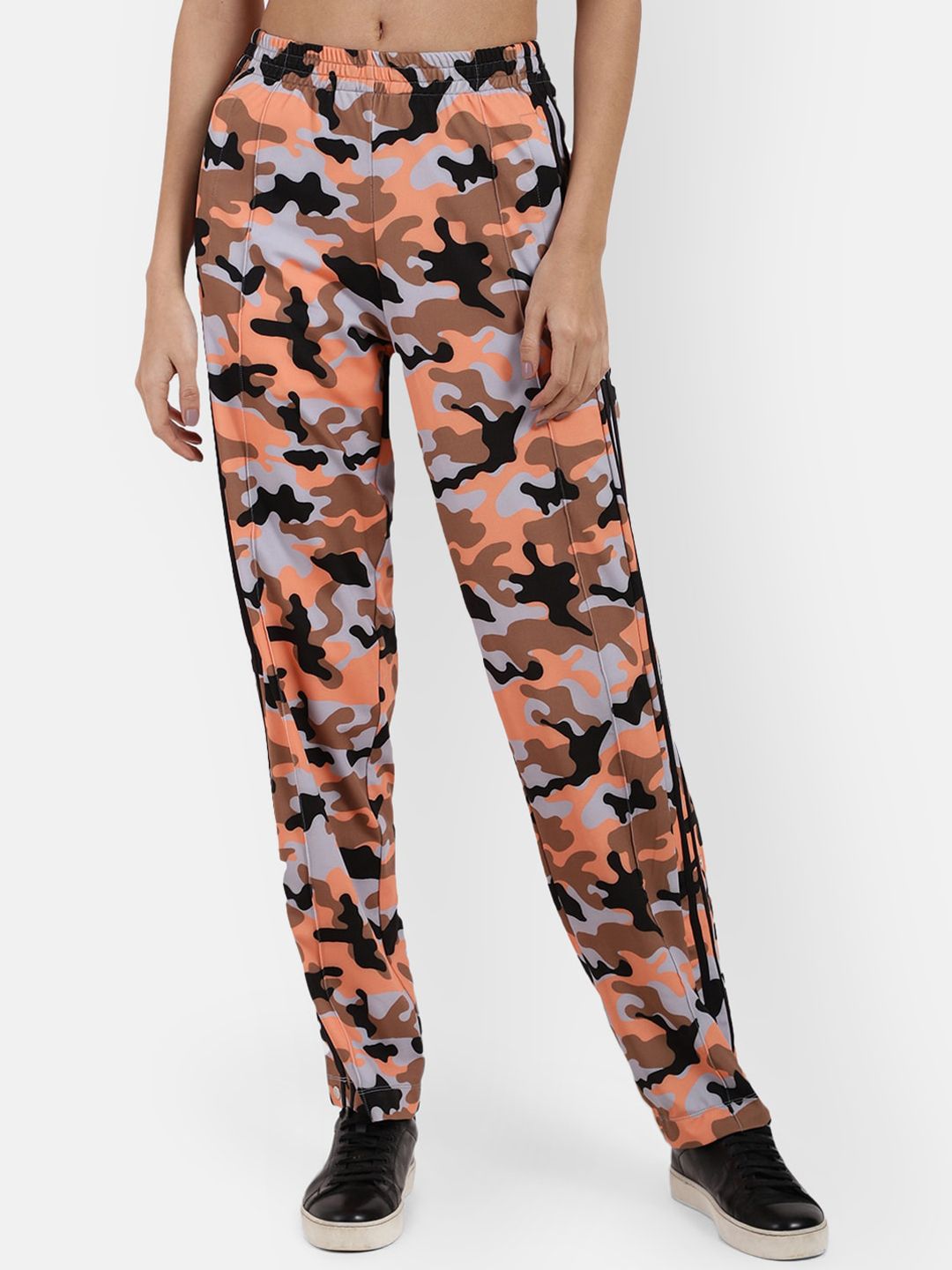 R26 Women Orange Floral Printed Loose Fit Trousers Price in India