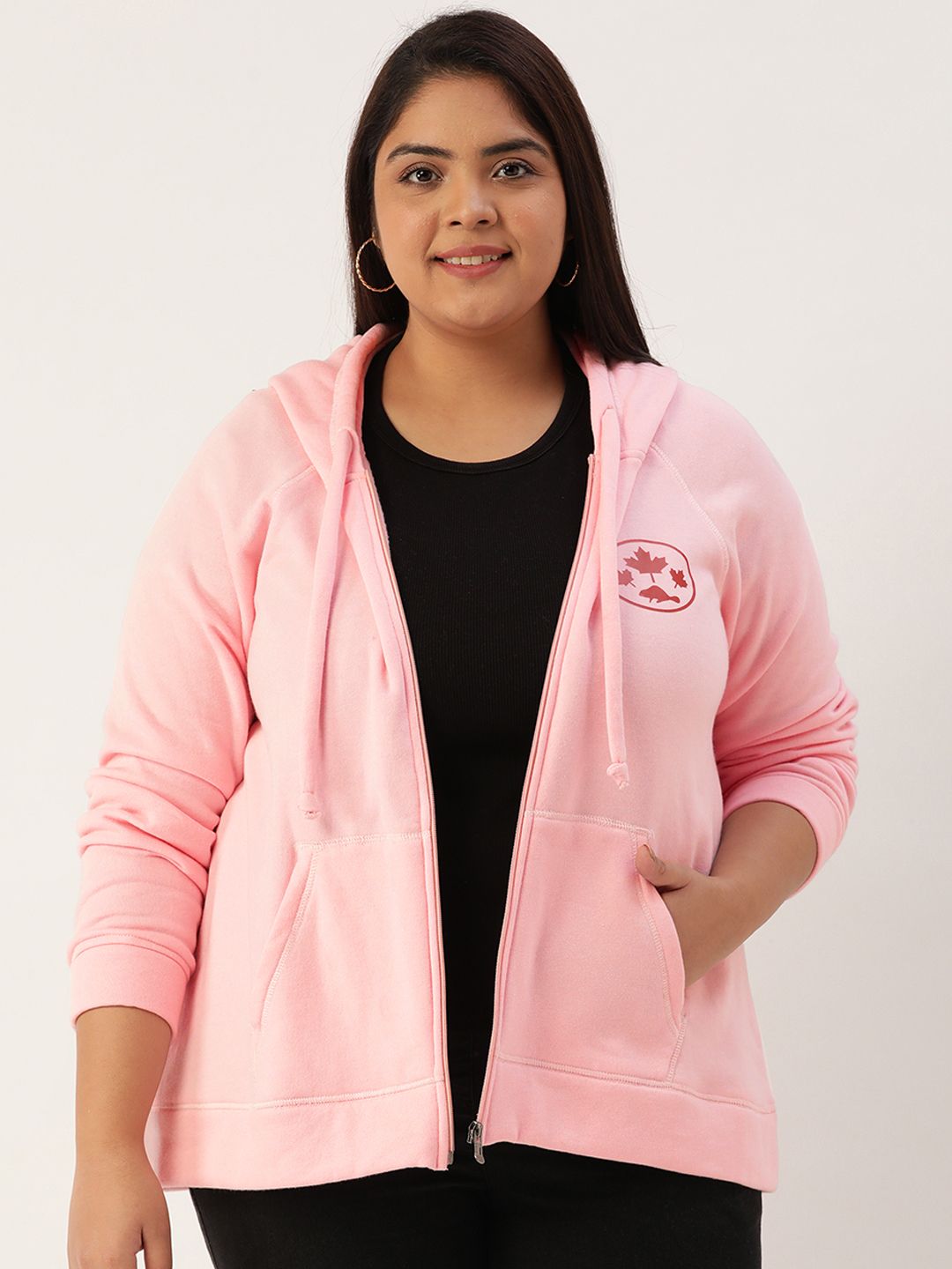 Rute Plus Size Women Pink Hooded Sweatshirt Price in India
