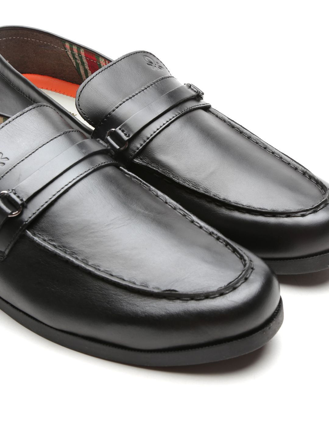 Buy United Colors of Benetton Men Black Horsebit Loafers  display picture 3