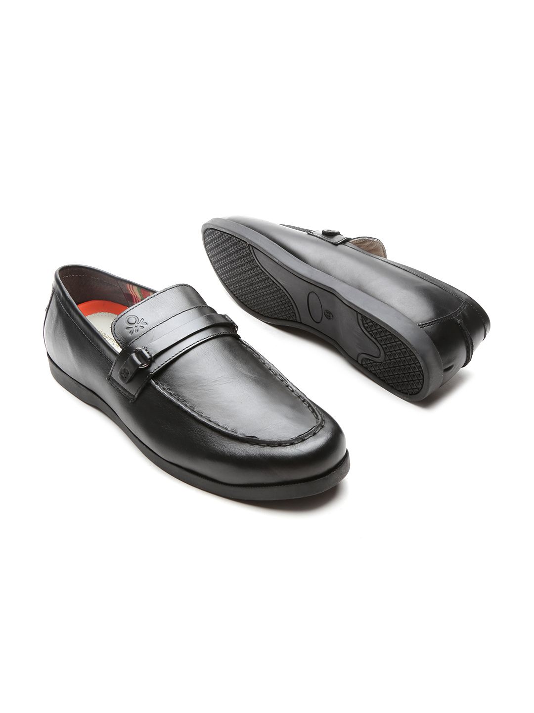 Men’s United Colors Of Benetton Leather Driving Loafers Black Sz 12 Men main image 4
