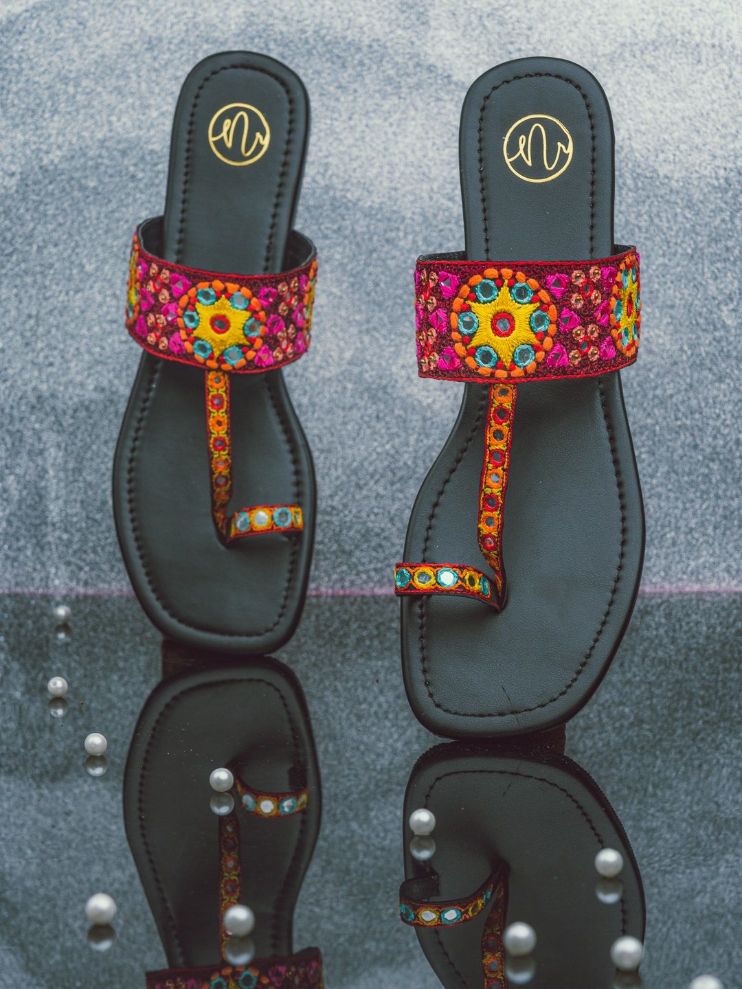 NR By Nidhi Rathi Women Multicoloured Embellished One Toe Flats Price in India
