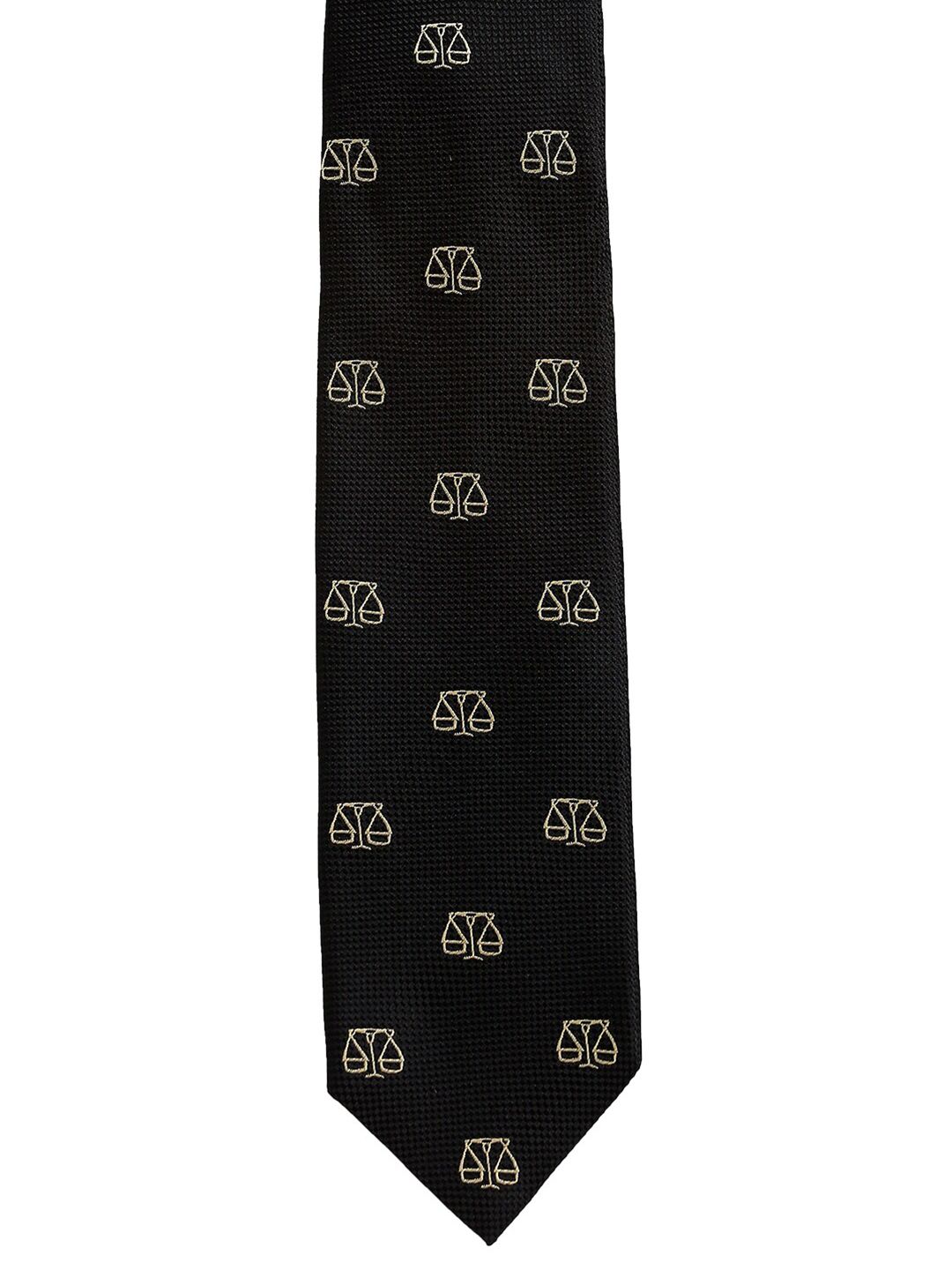Alvaro Castagnino Men Black & Gold-Toned Printed Broad Tie