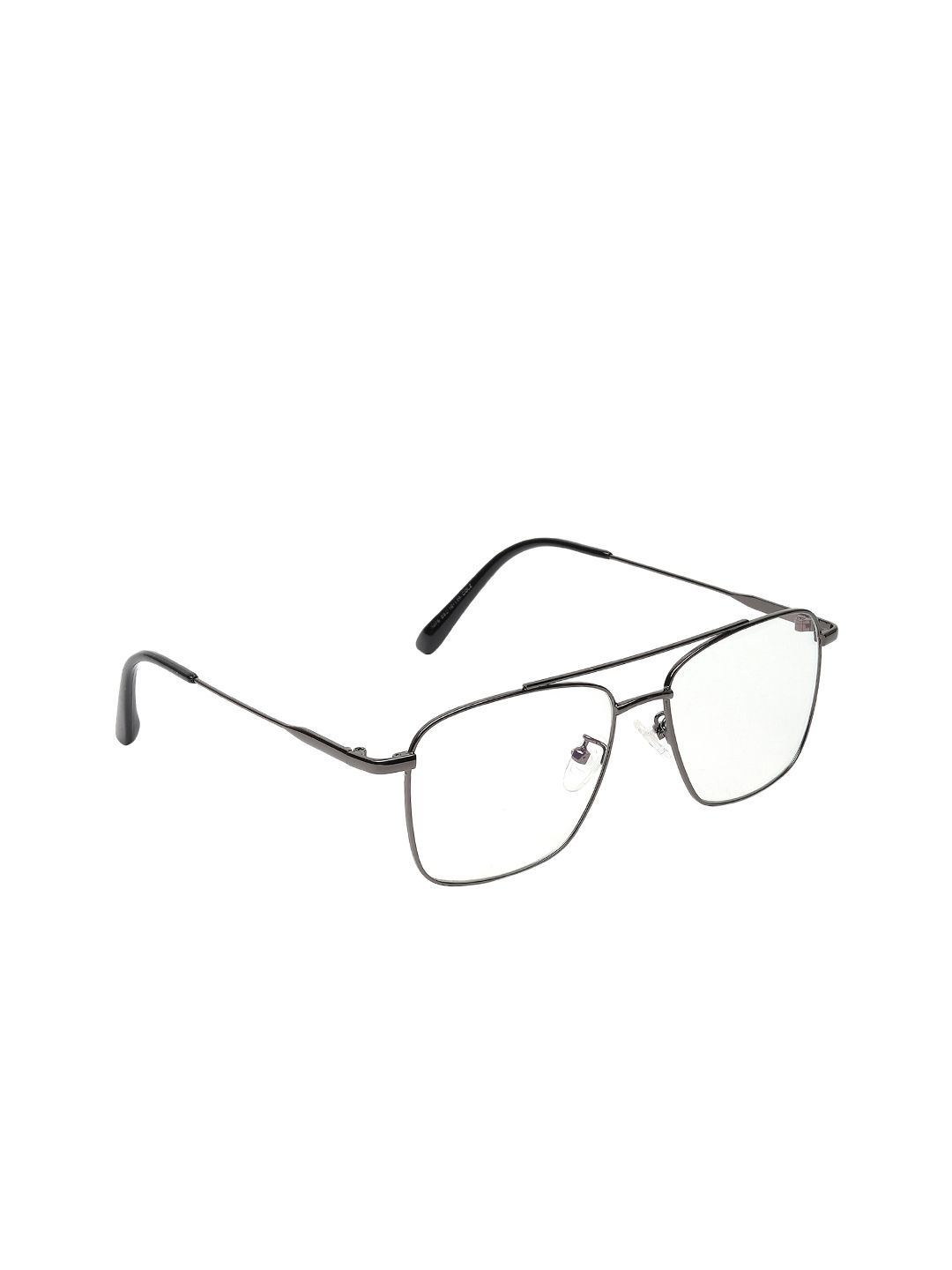 SCAGLIA Unisex Clear Lens & Gunmetal-Toned Square Sunglasses - CLEAR_PARIS BLK_BC-Clear