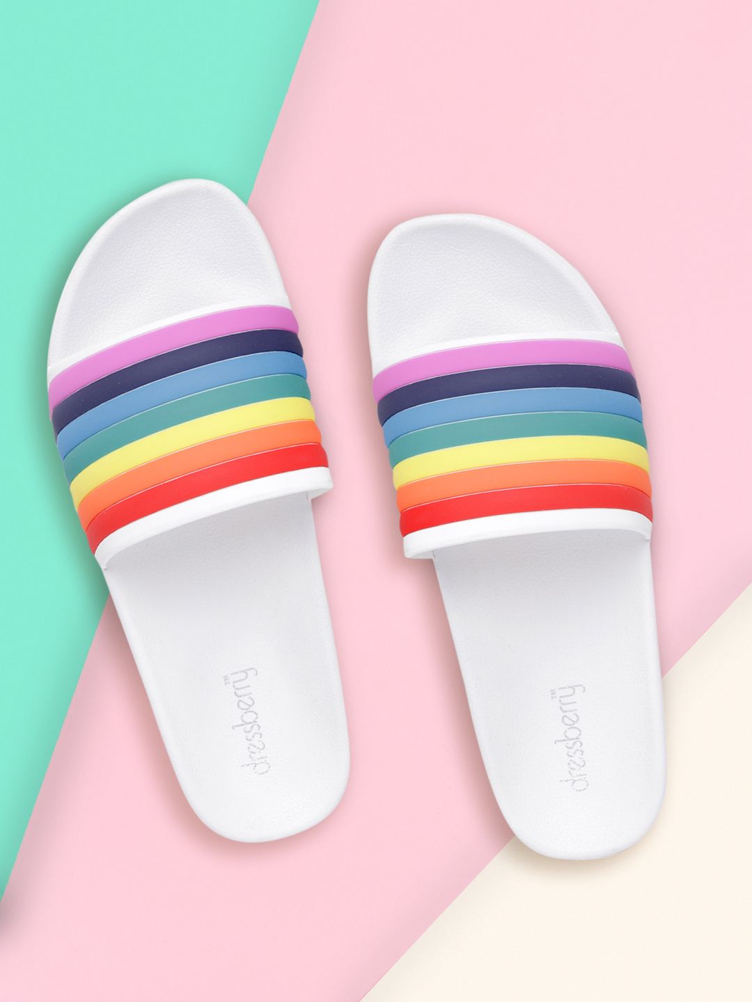 DressBerry Women Multicoloured Striped Sliders Price in India