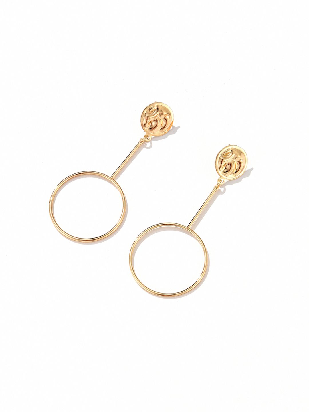 URBANIC Gold-Toned Circular Drop Earrings Price in India
