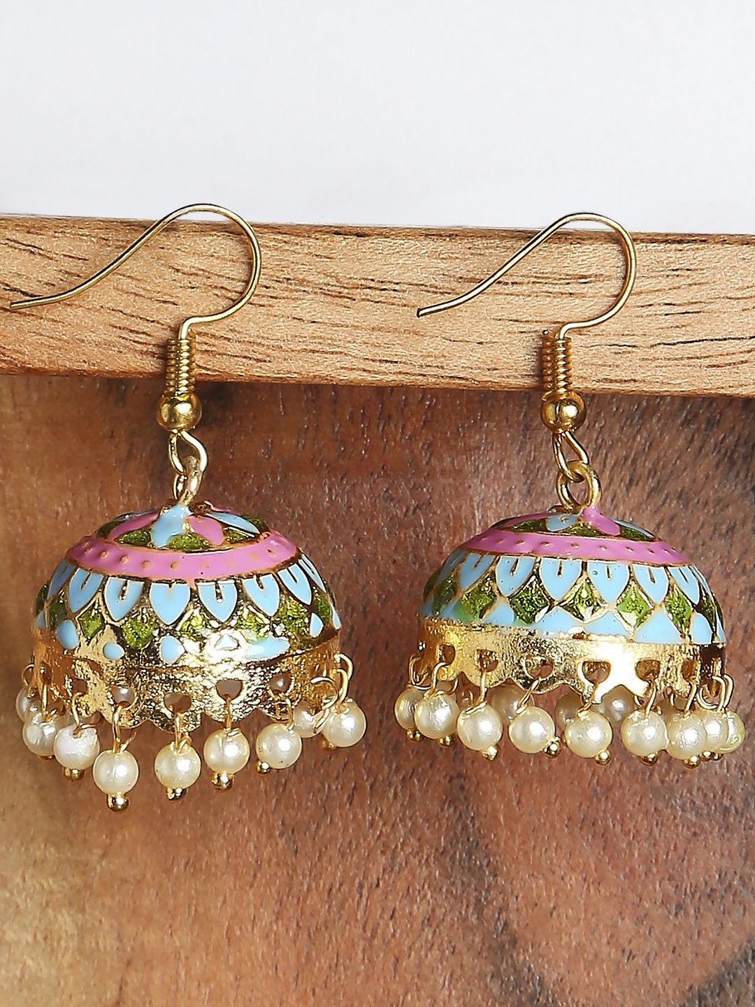 OOMPH Pink Dome Shaped Jhumkas Earrings Price in India