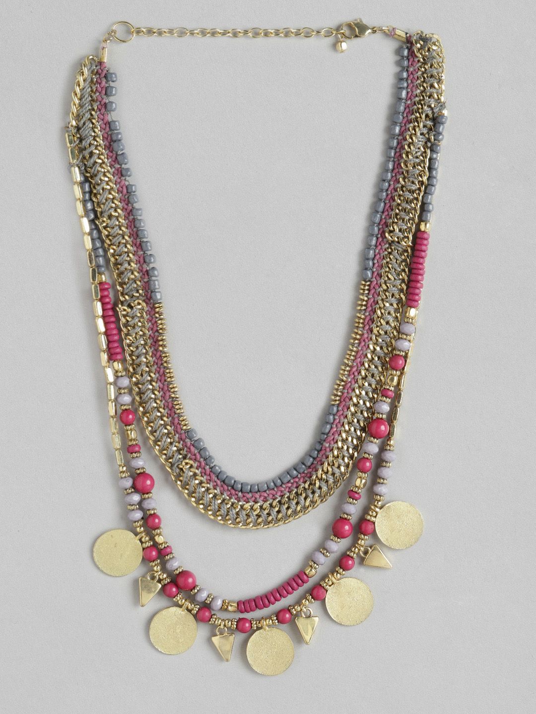 RICHEERA Multicoloured Gold-Plated Layered Necklace Price in India